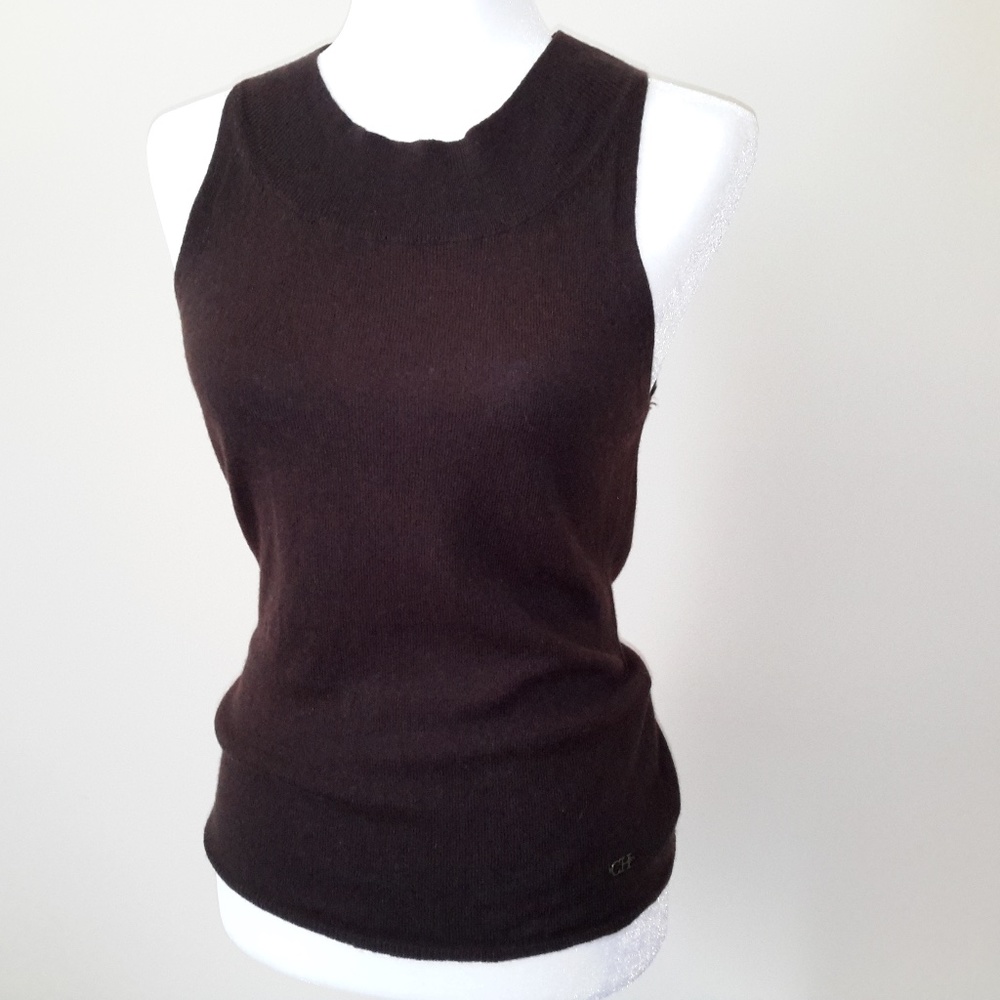 Carolina Herrera Wool Cashmere Knit Tank Top Brown S